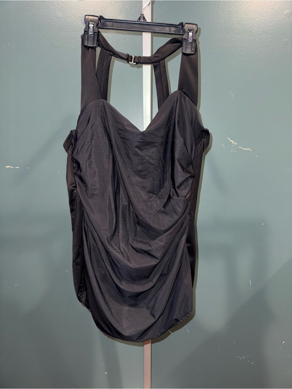 Lands' End Black Ruched One-Piece Swimsuit